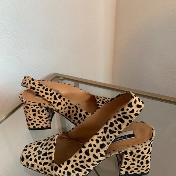 Topshop Gainor Leopard Print Slingback Shoes - Picture 2 of 3